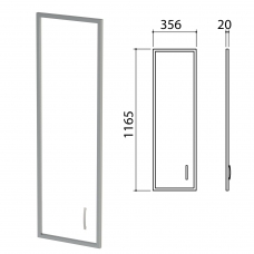 Дверь СТЕКЛО в алюминиевой рамке Приоритет, левая, 356х20х1165 мм, БЕЗ ФУРНИТУРЫ код 640429, К-939