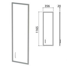 Дверь СТЕКЛО в алюминиевой рамке Приоритет, правая, 356х20х1165 мм, БЕЗ ФУРНИТУРЫ код 640429, К-940