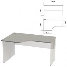 Столешница стола эргономичного Этюд,1400х900х750 мм, левый, серый, 401670-03