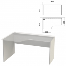Каркас стола эргономичного Этюд,1400х900х750 мм, левый, серый, 401671-03