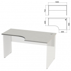 Столешница стола эргономичного Этюд,1400х900х750 мм, правый, серый, 401668-03