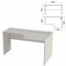 Каркас стола эргономичного Этюд, 1400х900х750 мм, правый, серый, 401669-03