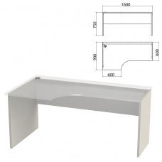 Каркас стола эргономичного Этюд, 1600х900х750 мм, левый, серый, 401675-03