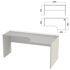 Каркас стола эргономичного Этюд, 1600х900х750 мм, правый, серый, 401673-03