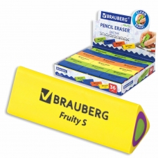 Ластик BRAUBERG Fruity S, 44х15х15 мм, цвет ассорти, треугольный, 228713