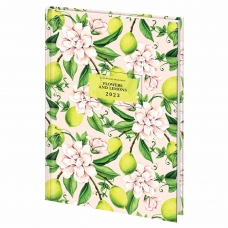 Ежедневник датированный на 2023 (145х215 мм), А5, STAFF, ламинированная обложка, Lemons & flowers, 114195