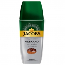 Кофе молотый в растворимом JACOBS Millicano, сублимированный, 160г, стеклянная банка, 8052510