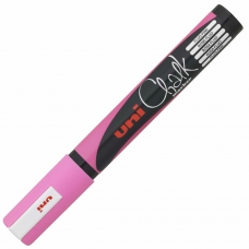 Маркер меловой UNI Chalk, 1,8-2,5 мм, РОЗОВЫЙ, влагостираемый, для гладких поверхностей, PWE-5M F.PINK