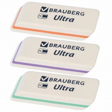 Ластик BRAUBERG Ultra, 50х14х8 мм, белый, детали ассорти, натуральный каучук, 228704
