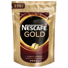 Кофе молотый в растворимом NESCAFE (Нескафе) Gold, сублимированный, 190 г, мягкая упаковка, 12403031