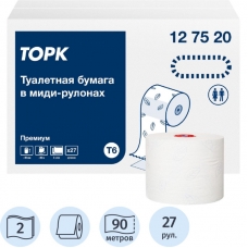 Бумага туалетная Торк Премиум T6 2сл бел 100%цел втул 90м 27рул/уп 127520