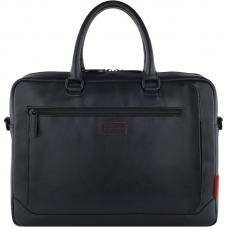 Портфель мужской BUGATTI Clark, черн,кожа/полиэст,40х9,5х29см,10л, 49235301