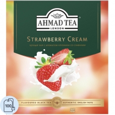 Чай Ahmad Tea Строуберри Крим, черный, пакетики в конвертах, 100x1,5г/уп