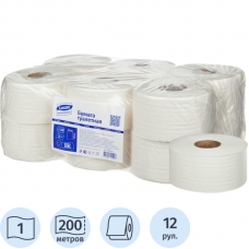 Бумага туалетная д/дисп Luscan Professional 1сл бел цел втул 200м 12рул/уп