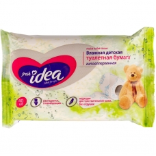 Бумага туалетная влажная Fresh idea  детская 40шт/уп, гипоаллергенная