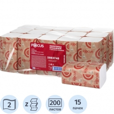 Полотенца бумажные д/дисп. FOCUS PremiumVсл 2сл 200л15пач/уп 5083740 п/э
