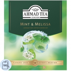 Чай Ahmad Tea Мята-Мелиса, зеленый, пакетики в конвертах, 100x1,8г/уп