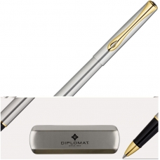 Роллер DIPLOMAT Traveller stainless steel gold синий D20000651