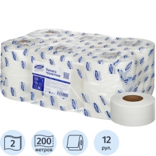 Бумага туалетная д/дисп Luscan Professional 2сл бел цел 200м 12рул/уп