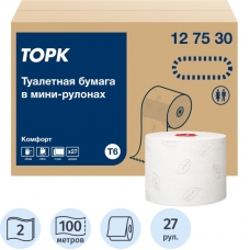 Бумага туалетная д/дисп Торк в миди-рулонах Т6 Комфорт2слбел100м27рул127530