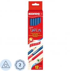 Карандаши цветные 2цв 3-гран,двустор Kores 94871.01 Карандаши цветные 2цв 3-гран,двустор Kores 94871.01