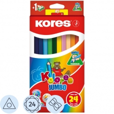 Карандаши цветные 24 цв.Kores Kolores Jumbo,трехгр, 5 мм, с точилкой, 93524 Карандаши цветные 24 цв.Kores Kolores Jumbo,трехгр, 5 мм, с точилкой, 93524