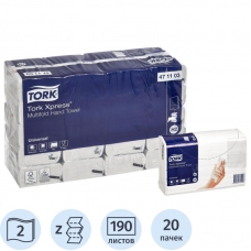 Полотенца бумажные д/держ.Tork Univer H2 2сл.190л*20пач/уп 471103