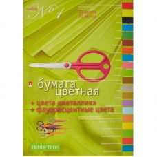 Набор цветной бумаги 20цв, 20л, А4, металл+флюор, набор№1, 11-420-36