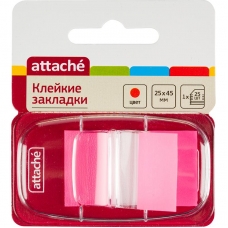 Клейкие закладки пласт. 1цв.по 25л. 25ммх45 розов.Attache