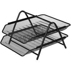 Лоток для бумаг Attache 2-х уровн.горизонт.металл сетка, 356x278x53м чёрный