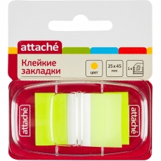 Клейкие закладки пласт. 1цв.по 25л. 25ммх45 желт Attache
