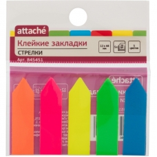 Клейкие закладки пласт. 5цв.по 20л. 12ммх44 Attache стрелки
