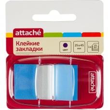 Клейкие закладки пласт. 1цв.по 25л. 25ммх45 син Attache
