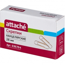 Скрепки Attache 28 мм., золотистые металлические 100 шт. в карт.уп