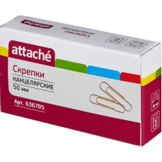 Скрепки Attache золотистые, 50 мм., металлические, 50 шт.в карт.уп