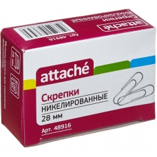 Скрепки Attache, 28 мм, никелированные, 100 шт. в карт.уп