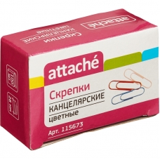 Скрепки Attache цветные, 28 мм, полимер, 100 шт.в карт.уп