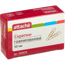 Скрепки Attache, 50 мм, гофрированные золотистые 30 шт.в карт.уп