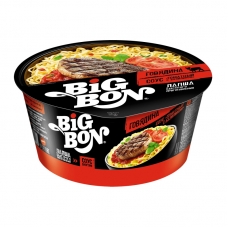 Лапша BigBon говядина + соус томатный с базиликом, 85гх24шт/уп