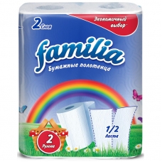 Полотенца бумажные FAMILIA Радуга 1/2 листа 2сл 2рул/уп Полотенца бумажные FAMILIA Радуга 1/2 листа 2сл 2рул/уп