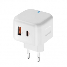 Зарядное устройство сетевое PERO TC10 USB-C 20W + USB-A Fast Charge белый