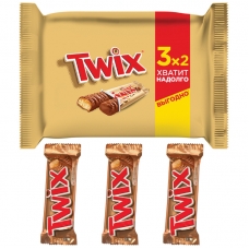 Шоколадный батончик Twix, 3штx55г/уп