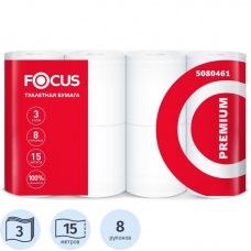 Бумага туалетная FOCUS PREMIUM 3 слоя, 8 рул/уп Бумага туалетная FOCUS PREMIUM 3 слоя, 8 рул/уп
