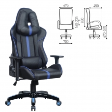 Кресло компьютерное BRABIX GT Carbon GM-120, две подушки, экокожа, черное/синее, 531930 Кресло компьютерное BRABIX GT Carbon GM-120, две подушки, экокожа, черное/синее, 531930