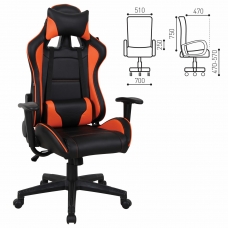 Кресло компьютерное BRABIX GT Racer GM-100, две подушки, экокожа, черное/оранжевое, 531925 Кресло компьютерное BRABIX GT Racer GM-100, две подушки, экокожа, черное/оранжевое, 531925