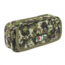 Пенал BRAUBERG для мальчиков, 2 отделения, полиэстер, Military, зеленый, 21х5х9 см, 228990