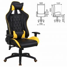 Кресло компьютерное BRABIX GT Master GM-110, две подушки, экокожа, черное/желтое, 531927 Кресло компьютерное BRABIX GT Master GM-110, две подушки, экокожа, черное/желтое, 531927