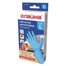 Перчатки нитриловые многоразовые особо прочные, 5 пар 10 шт., L большой, голубые, ЛАЙМА, 605018 Перчатки нитриловые многоразовые особо прочные, 5 пар 10 шт., L большой, голубые, ЛАЙМА, 605018