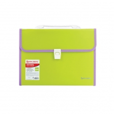 Портфель пластиковый BRAUBERG Joy, А4 330х245х35 мм, 13 отделений, с окантовкой, индексные ярлыки, салатовый, 227974