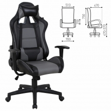 Кресло компьютерное BRABIX GT Racer GM-100, две подушки, экокожа, черное/серое, 531926 Кресло компьютерное BRABIX GT Racer GM-100, две подушки, экокожа, черное/серое, 531926